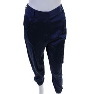 Jennifer Hope Womens Silk High Rise Tapered Trousers Blue Size XS